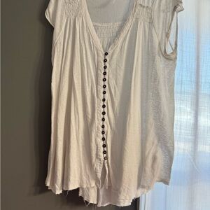 Free People Cream Button-Down Blouse